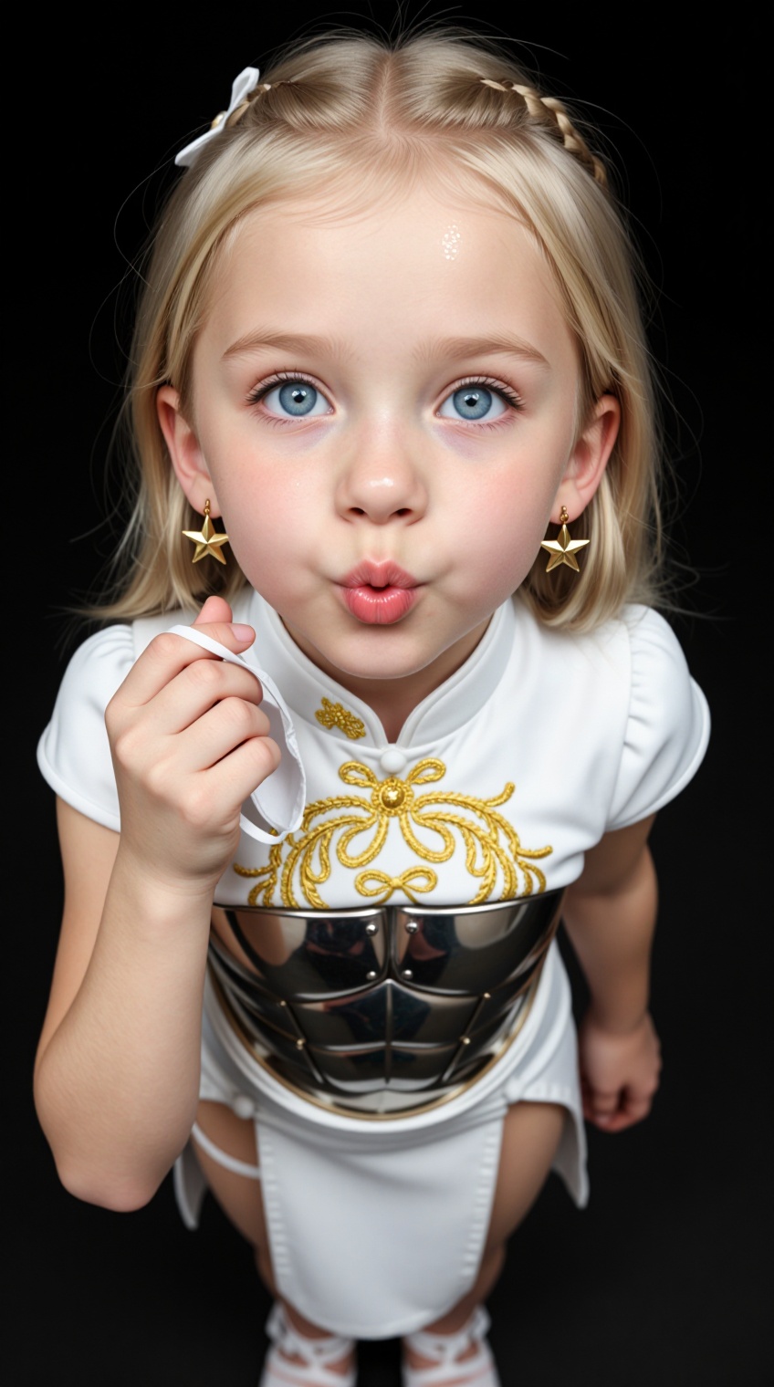 Envision a cute little girl,  with blonde hair,  blue eyes on Tensor.Art
