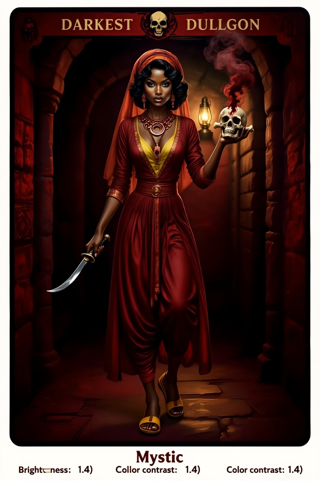This is a tarot card depicting an occultist from the Cthulhu-style game Darkest Dungeon. At the bottom of the tarot card,...