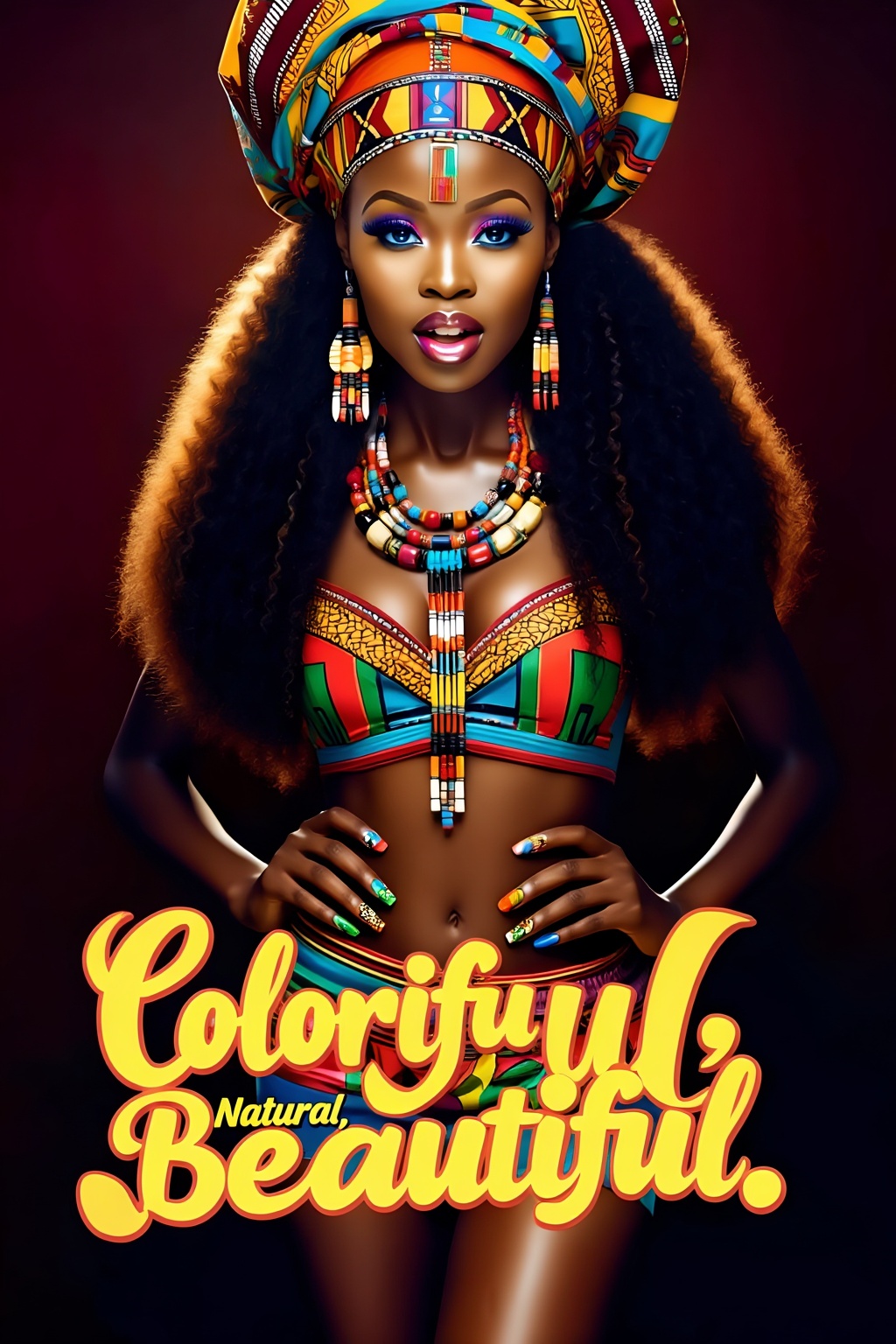 Top quality. Inspiration: Cover design. Image: A Black woman with long,  flowing curls gazes at the camera,  blue eyes on...