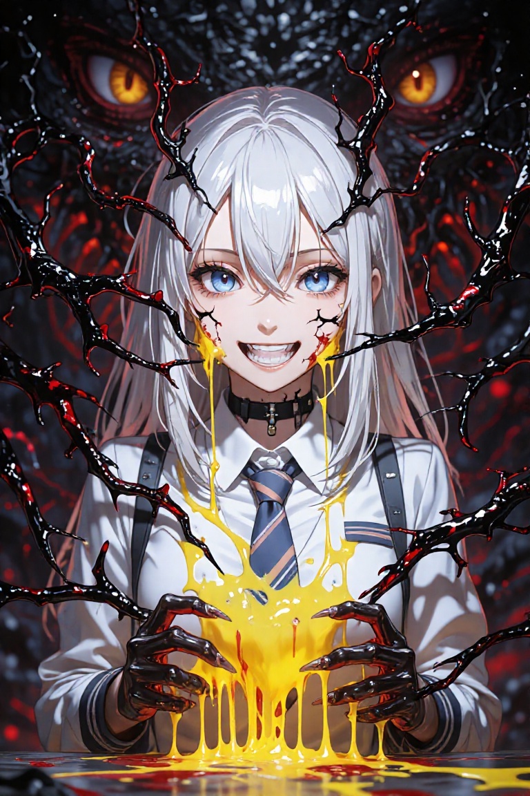 girl with a pretty face,  white hair,  blue eyes on Tensor.Art