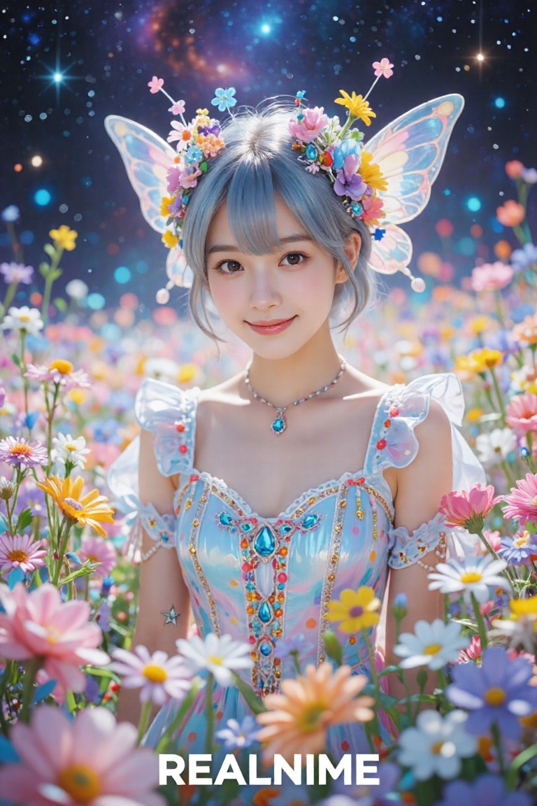 a digital painting of the pretty pixie and a bed of flowers,  fantasy,  Gorgeous Galactic on Tensor.Art