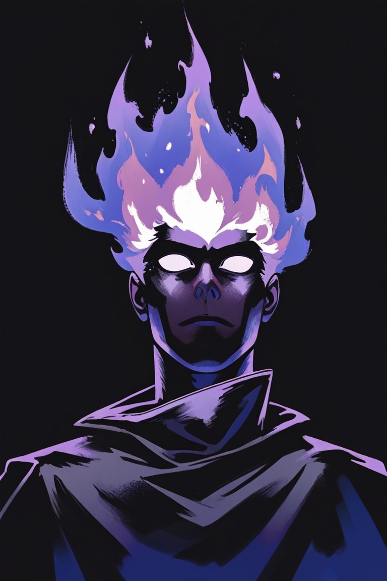 daflamerthanfire focus,  purple dark fire,  male focus on Tensor.Art