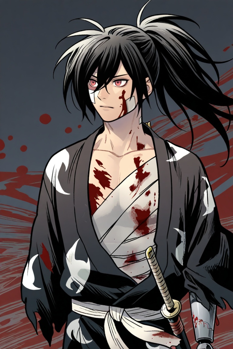 hyakkimaru \(dororo\),  1boy,  black hair on Tensor.Art