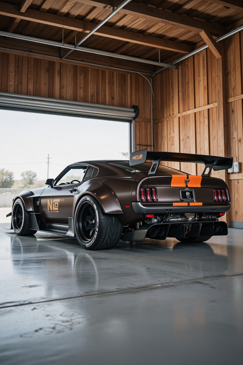 Restomod race car concept in aggressive motorsport build with extreme widebody architecture,  conceptual OEM futuristic ev...
