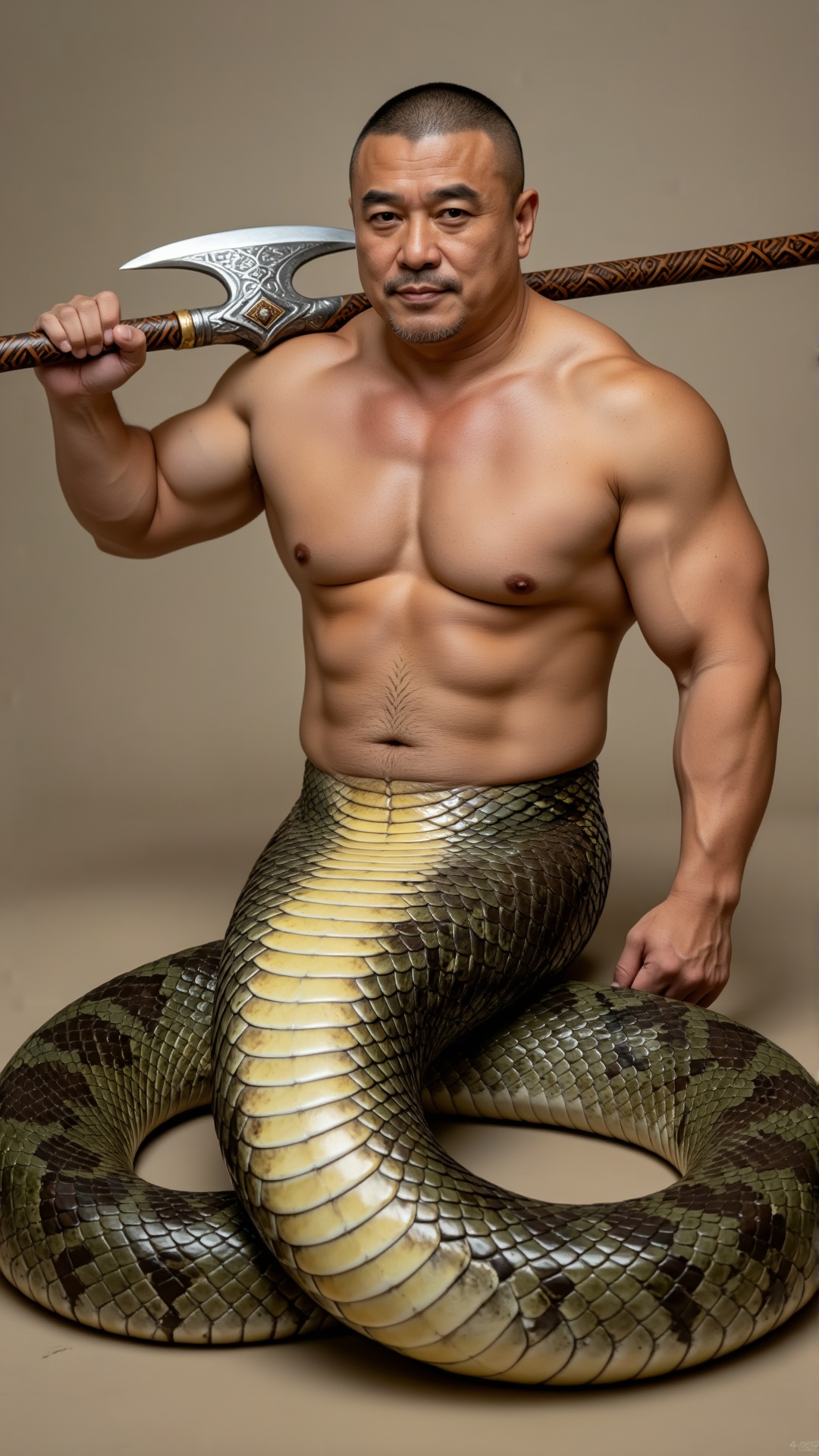 写实风格,  中年蛇人男性,  寸头发型 by 一起旅行 on Tensor.Art