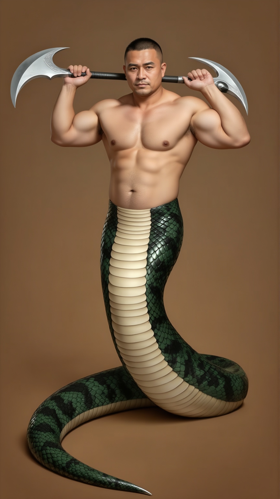 蛇人男性,  蛇人,  一位肌肉发达的男性蛇人 by 一起旅行 on Tensor.Art