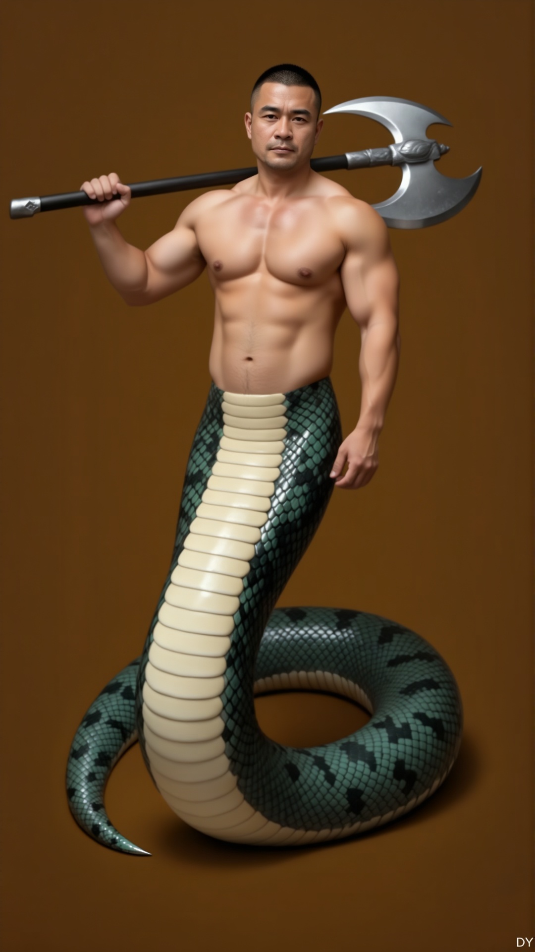蛇人男性,  蛇人,  一位肌肉发达的男性蛇人 by 一起旅行 on Tensor.Art