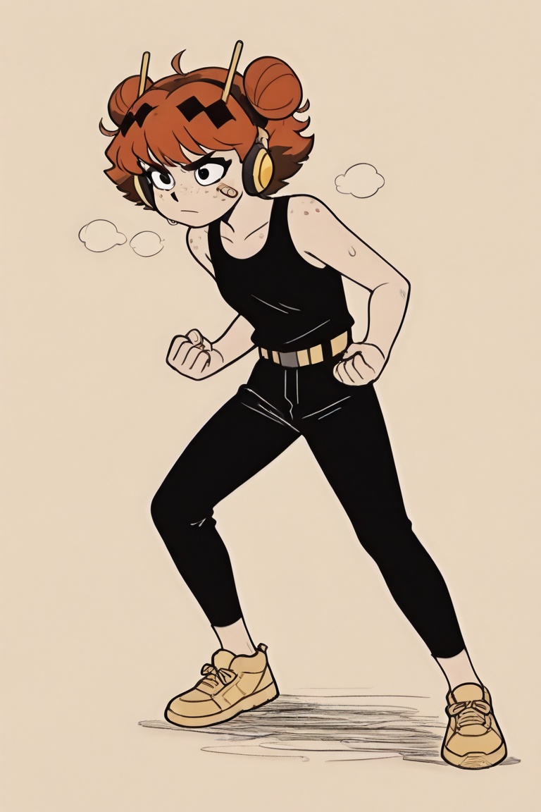 {flat color,  black shading,  sloppy coloring on Tensor.Art