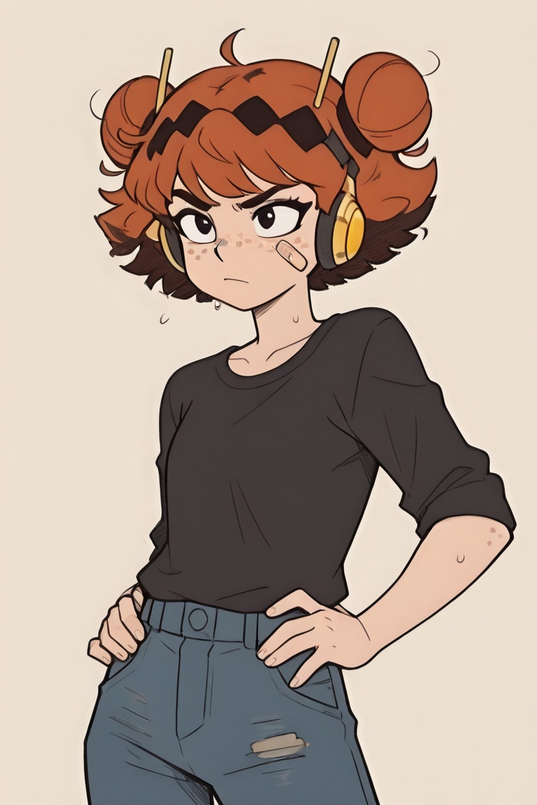 {flat color,  black shading,  sloppy coloring on Tensor.Art