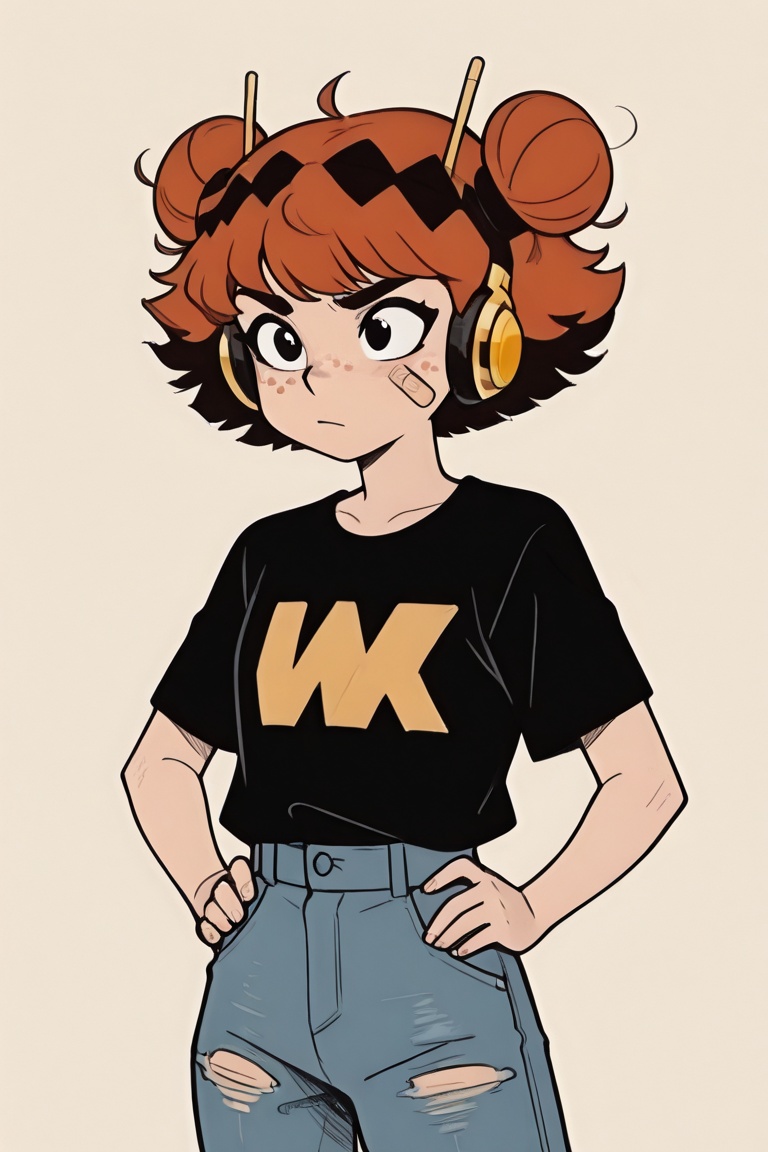 {flat color,  black shading,  sloppy coloring on Tensor.Art