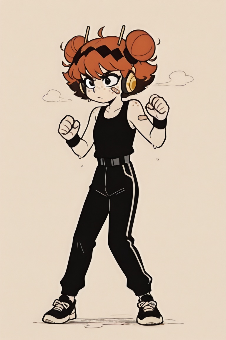{flat color,  black shading,  sloppy coloring on Tensor.Art