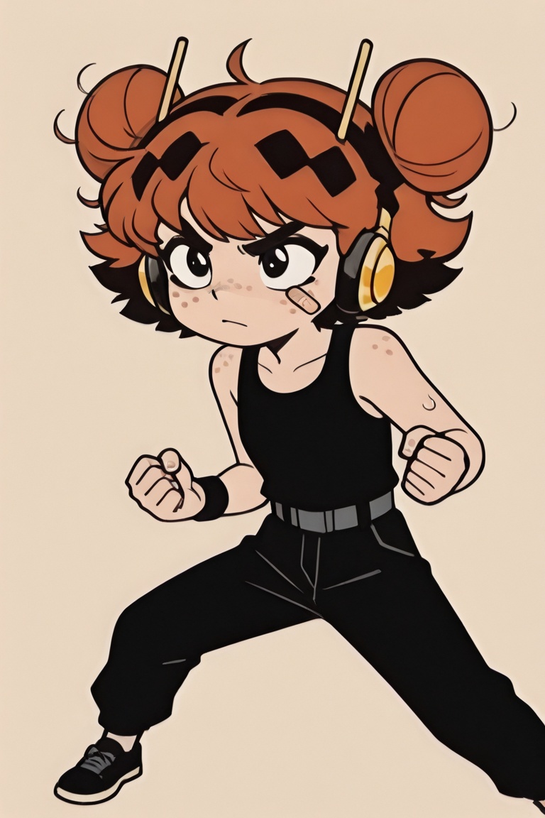 {flat color,  black shading,  sloppy coloring on Tensor.Art