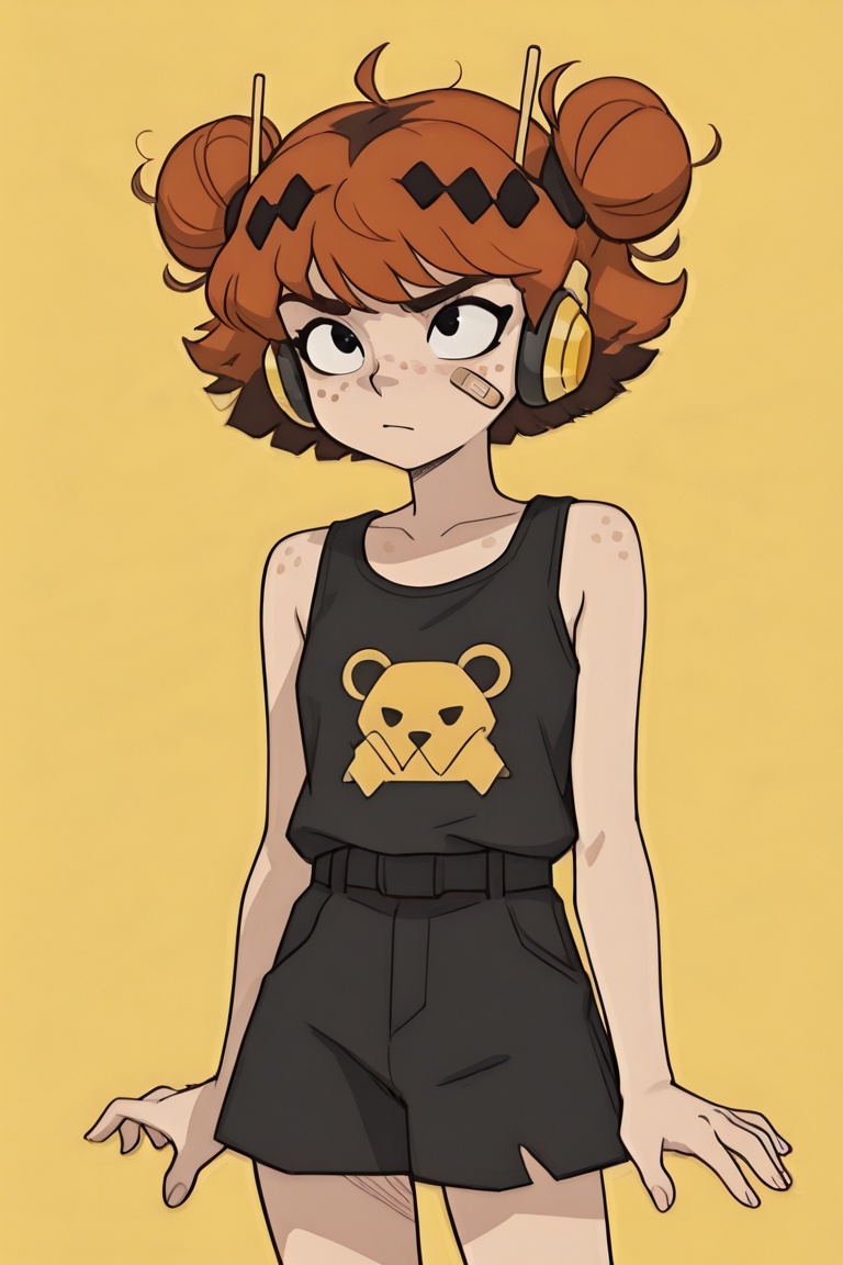 flat color,  black shading,  sloppy coloring on Tensor.Art