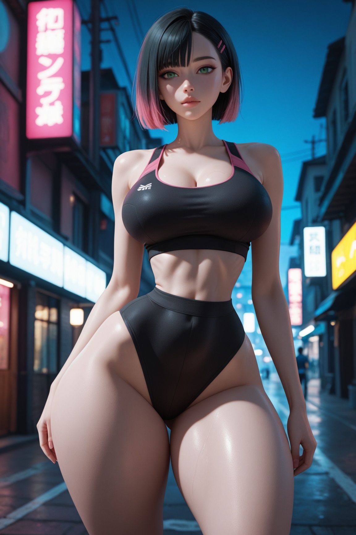 1girl,  black hair,  pink highlights on Tensor.Art