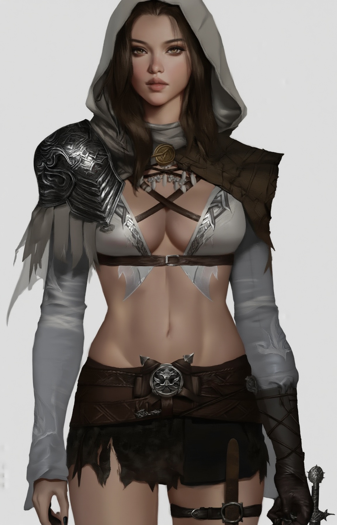 Digital art of a beautiful,  slender woman with medium breasts,  wearing a revealing on Tensor.Art