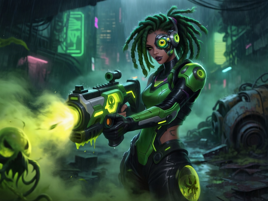 LMMX,  英雄联盟风格原画,  女性赛博改造人角色 by YX8954 on Tensor.Art