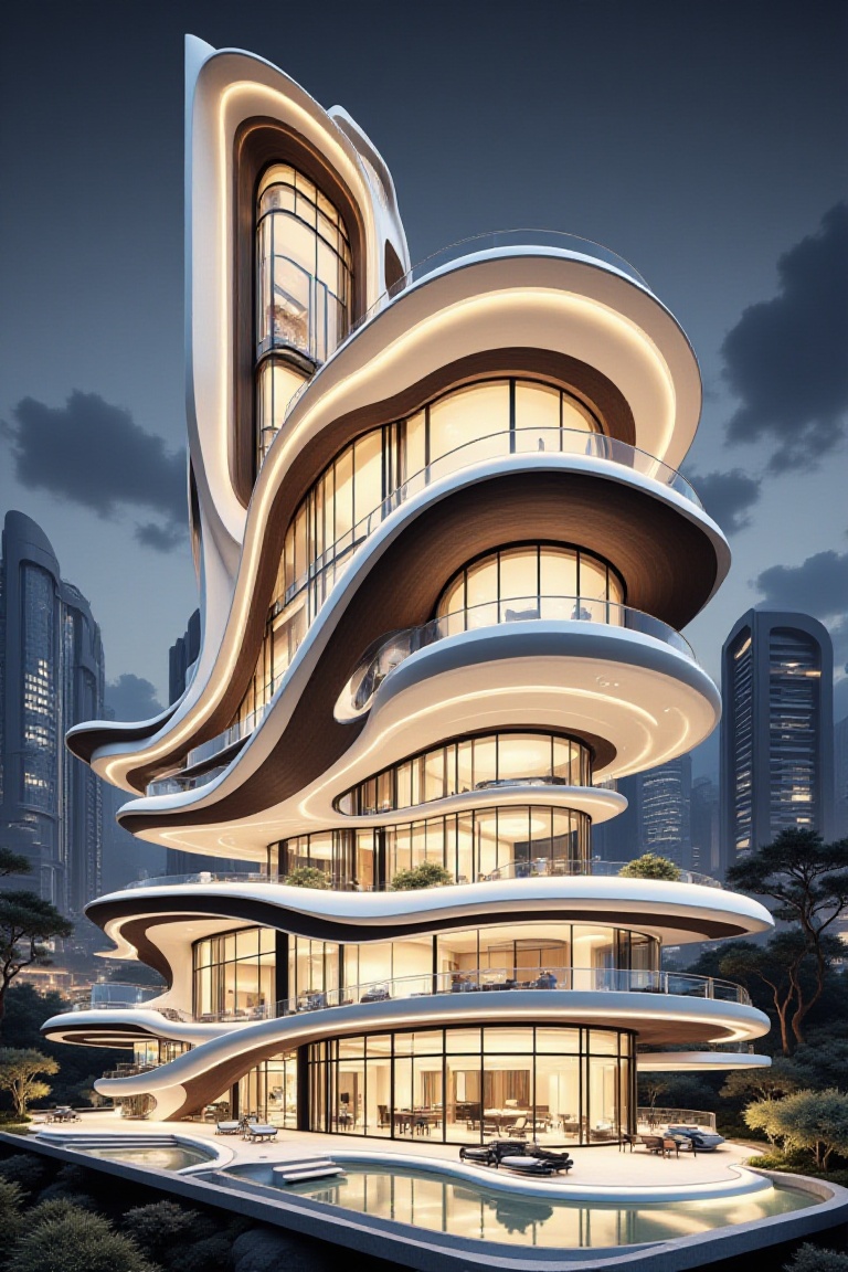 A futuristic nighttime skyline featuring a near-kilometer-tall skyscraper rising like a sacred urban monument. Beautiful d...