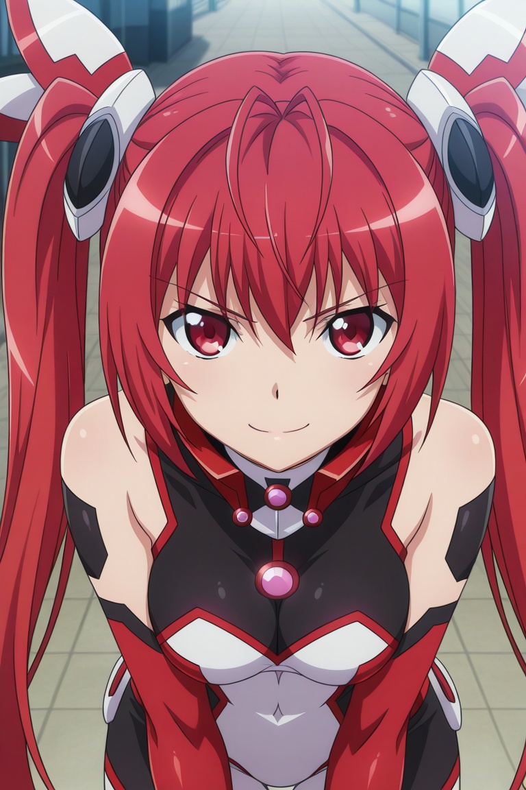 twintail-illus,  mid shot,  leaning forward slightly on Tensor.Art