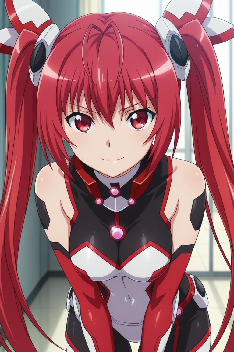 twintail-illus,  mid shot,  leaning forward slightly on Tensor.Art