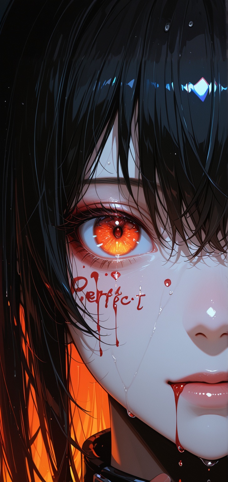 Extreme close-up portrait of a mysterious,  wet,  dark fantasy female character with pale on Tensor.Art