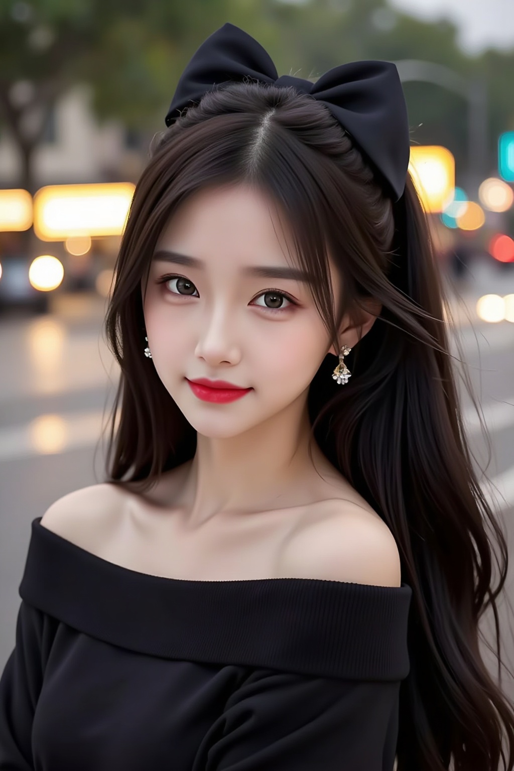 1girl,  bare shoulders,  black hair by 剑舞轻风 on Tensor.Art