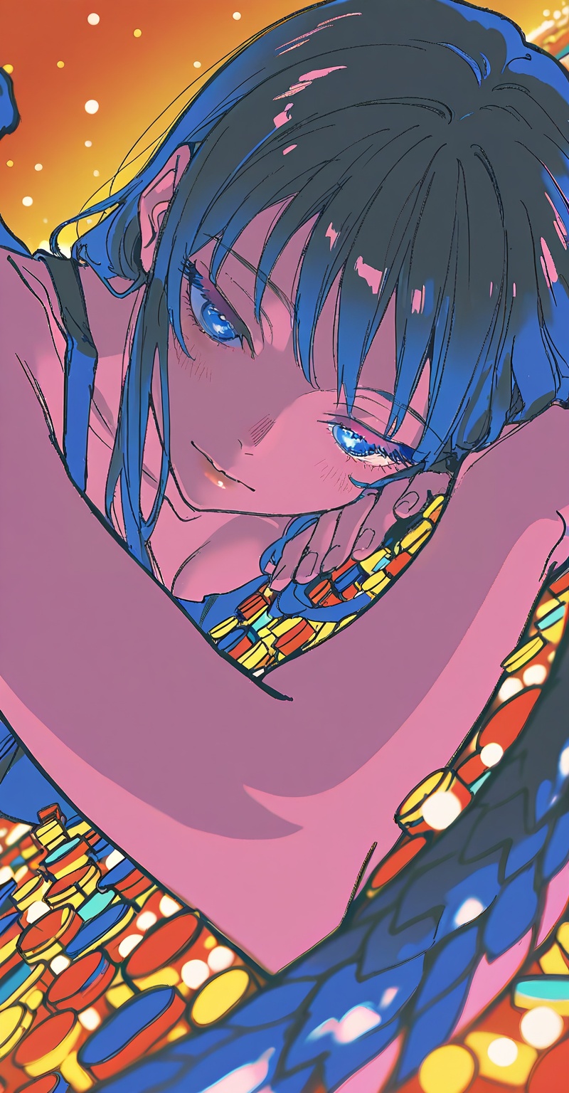 . (Emphasize a blend of anime aesthetics with painterly digital rendering techniques)),  the use of light and shadow creat...