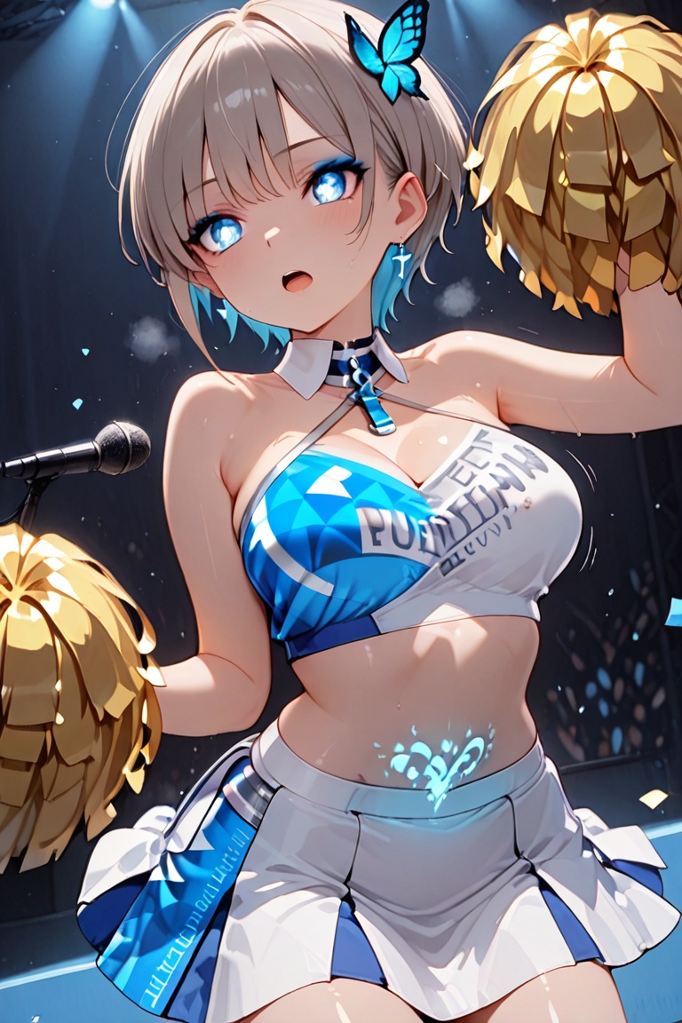 Beautiful blue cheerleaders,  Luminous Engraving,  Beautiful eyes on Tensor.Art