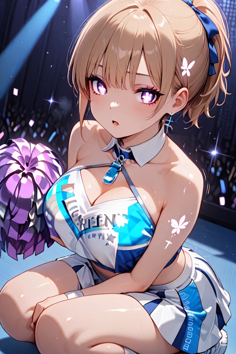 Beautiful blue cheerleaders,  Luminous Engraving,  Beautiful eyes on Tensor.Art