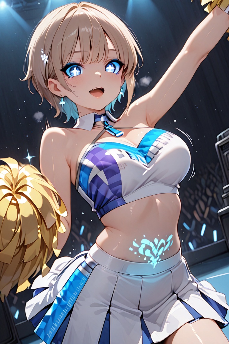Beautiful blue cheerleaders,  Luminous Engraving,  Beautiful eyes on Tensor.Art