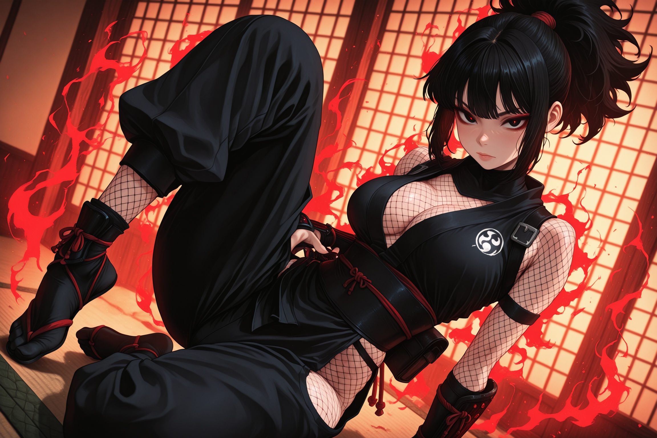1girl,  black hair hair,  ponytail on Tensor.Art