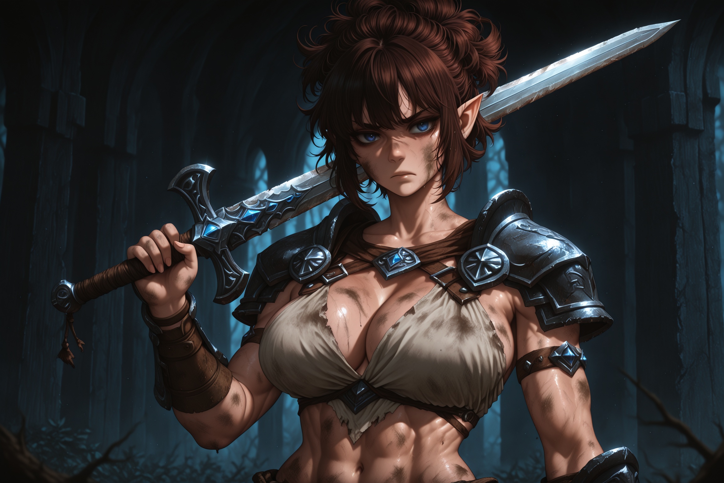 1girl,  solo,  brown hair on Tensor.Art