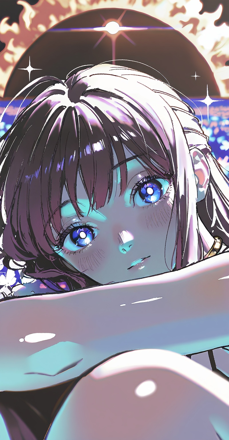 solo,  looking at viewer,  blue eyes on Tensor.Art