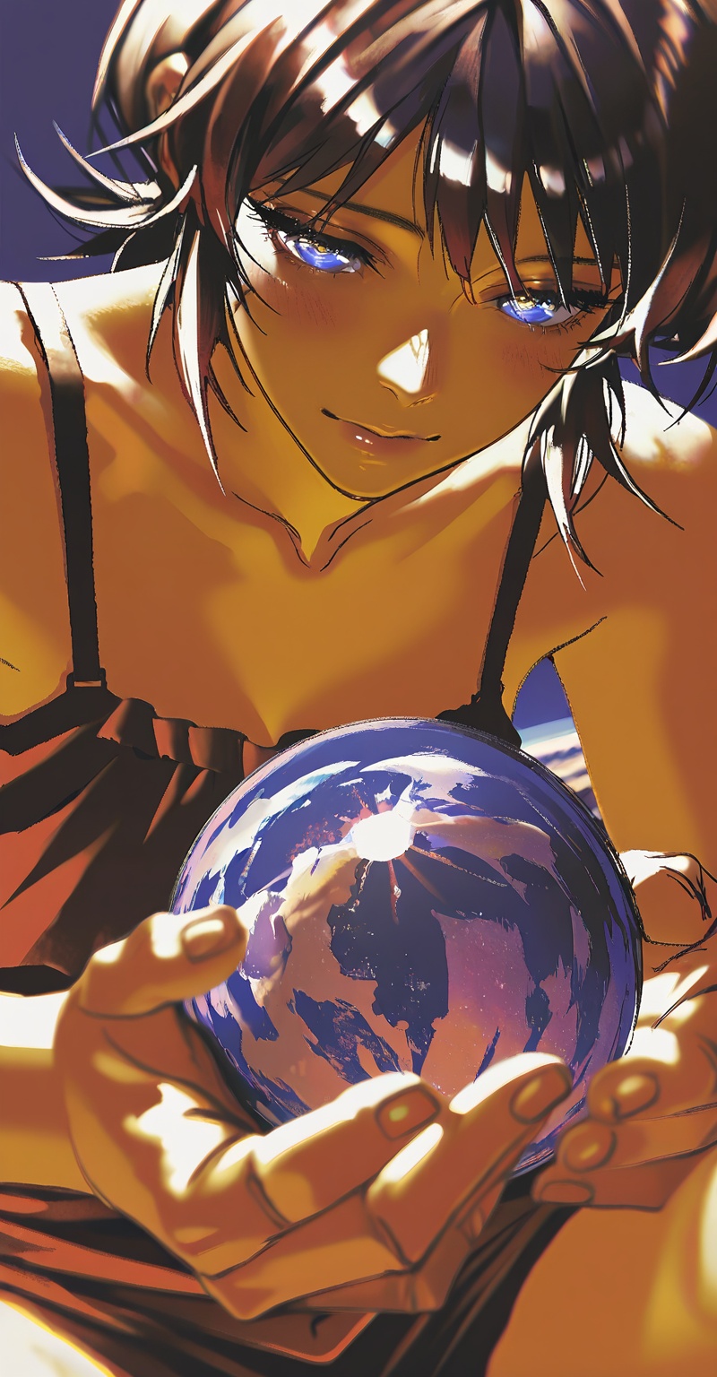 ((Emphasize a blend of anime aesthetics with painterly digital rendering techniques)),  the use of light and shadow create...