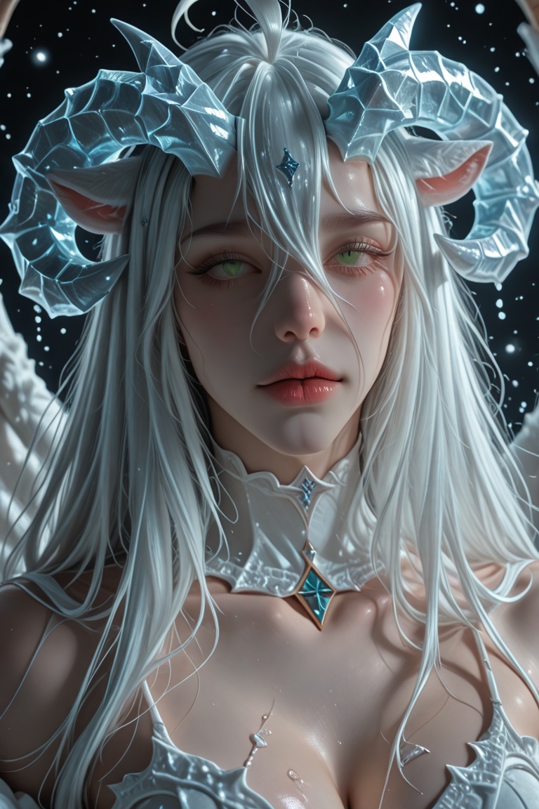 Albedo overlord,  Ice horns,  goat snow ears on Tensor.Art