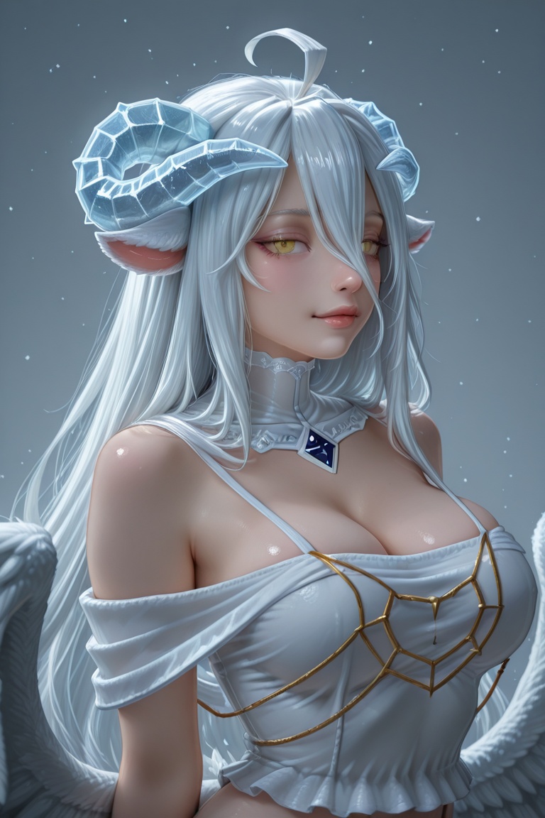 Albedo overlord,  Ice horns,  goat snow ears on Tensor.Art