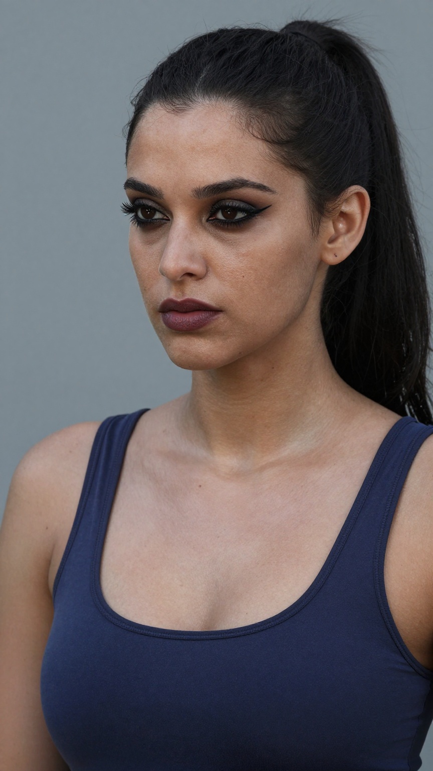 A medium shot images of a woman,  detailed face,  Long hair ponytail on Tensor.Art