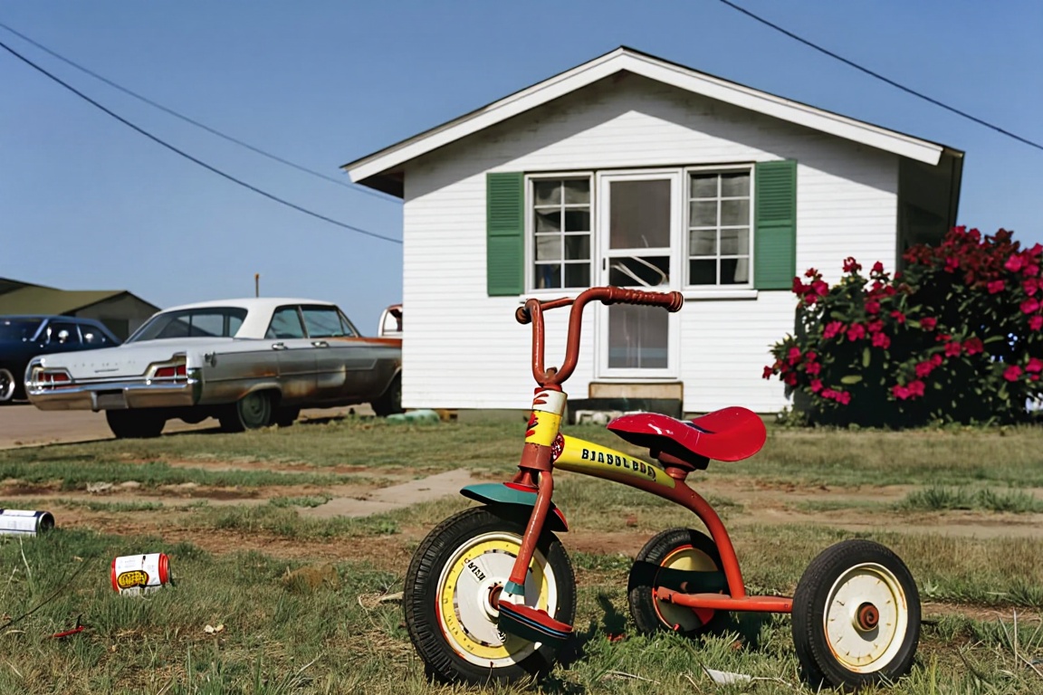 A sun-scorched suburban front yard in Memphis,  Tennessee,  circa 1975 on Tensor.Art