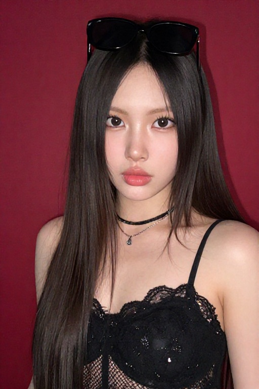 The image shows a person with long,  straight,  dark brown hair on Tensor.Art