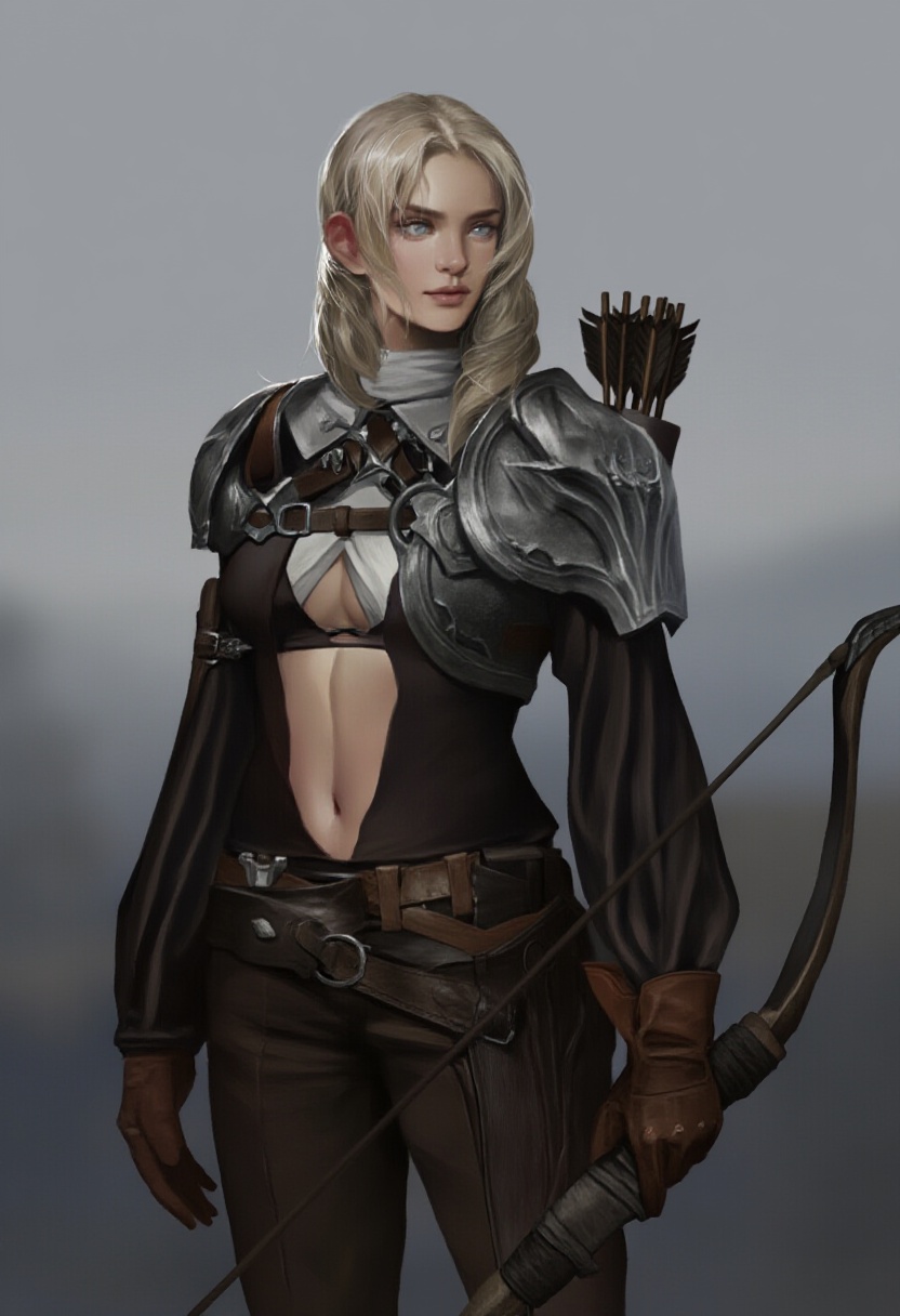 1girl,  bow (weapon),  long hair on Tensor.Art