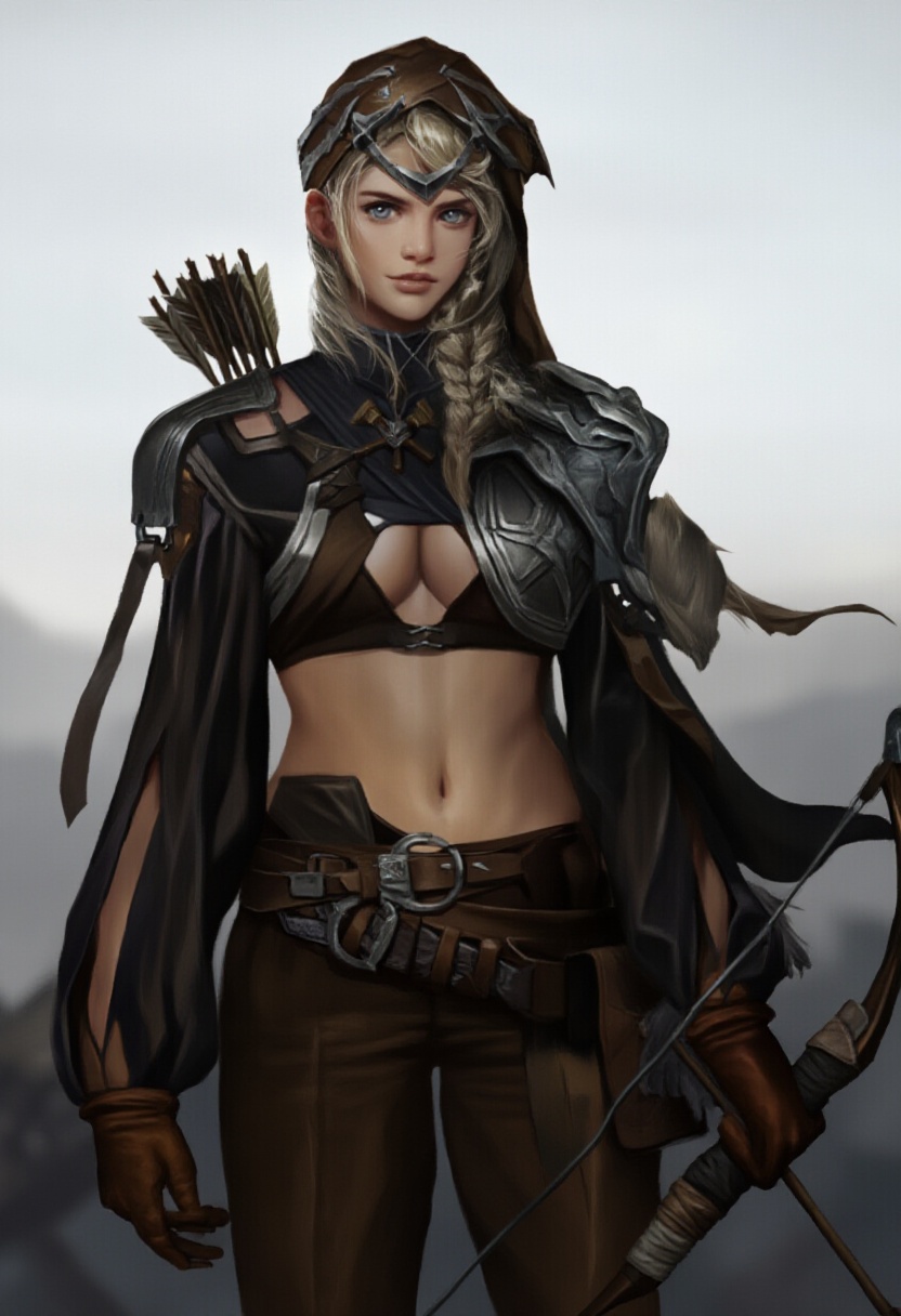 1girl,  bow (weapon),  long hair on Tensor.Art