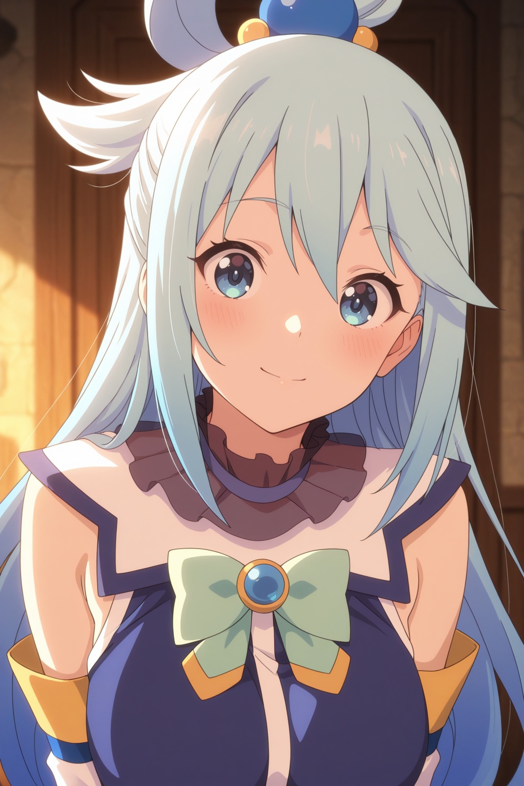 aqua_(konosuba),  cute smile,  1girl on Tensor.Art
