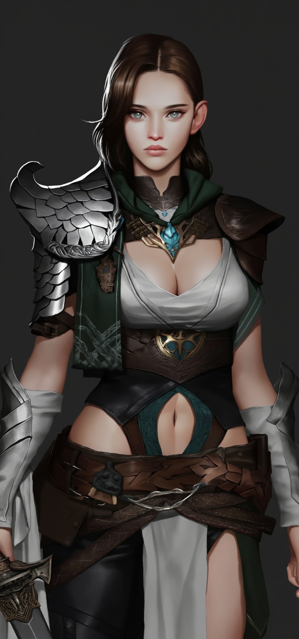 Digital art of a beautiful,  slender woman with medium breasts,  wearing a revealing on Tensor.Art