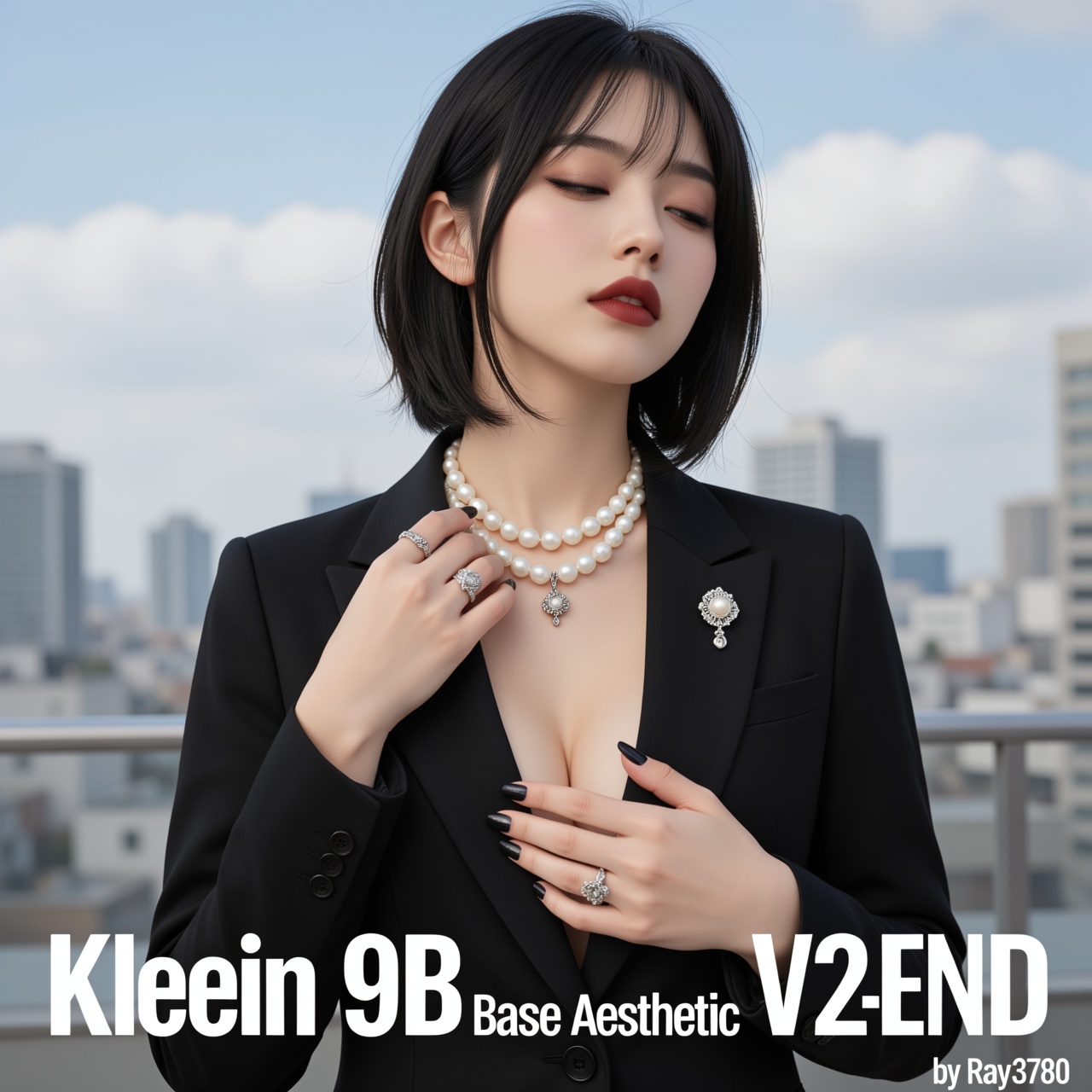 时尚高级写真风格,  20岁的日本女性超模,  利落黑色短发（发丝纹理细腻柔顺） on Tensor.Art