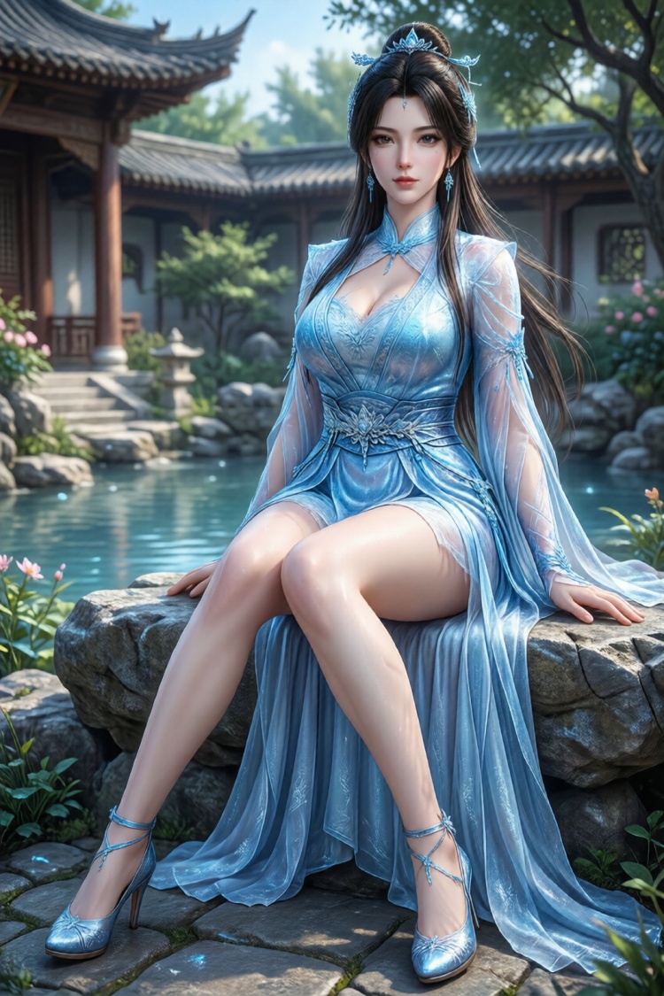 古风蓝裙美人 by bkz不可知 on Tensor.Art