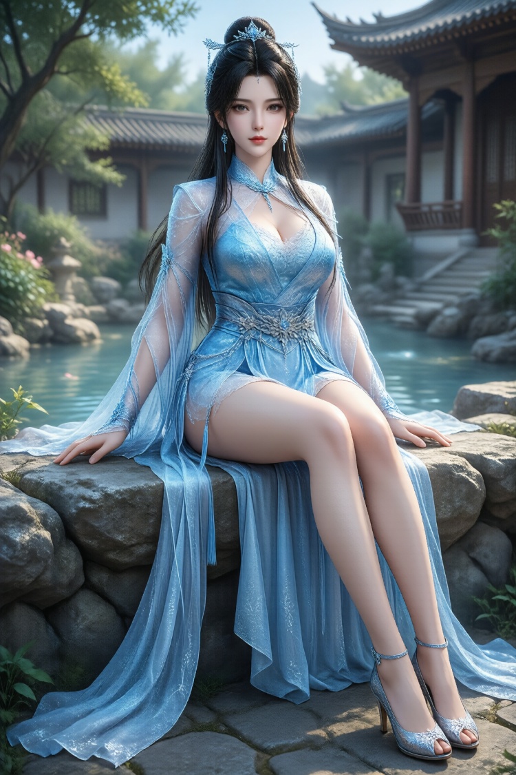 古风蓝裙美人 by bkz不可知 on Tensor.Art