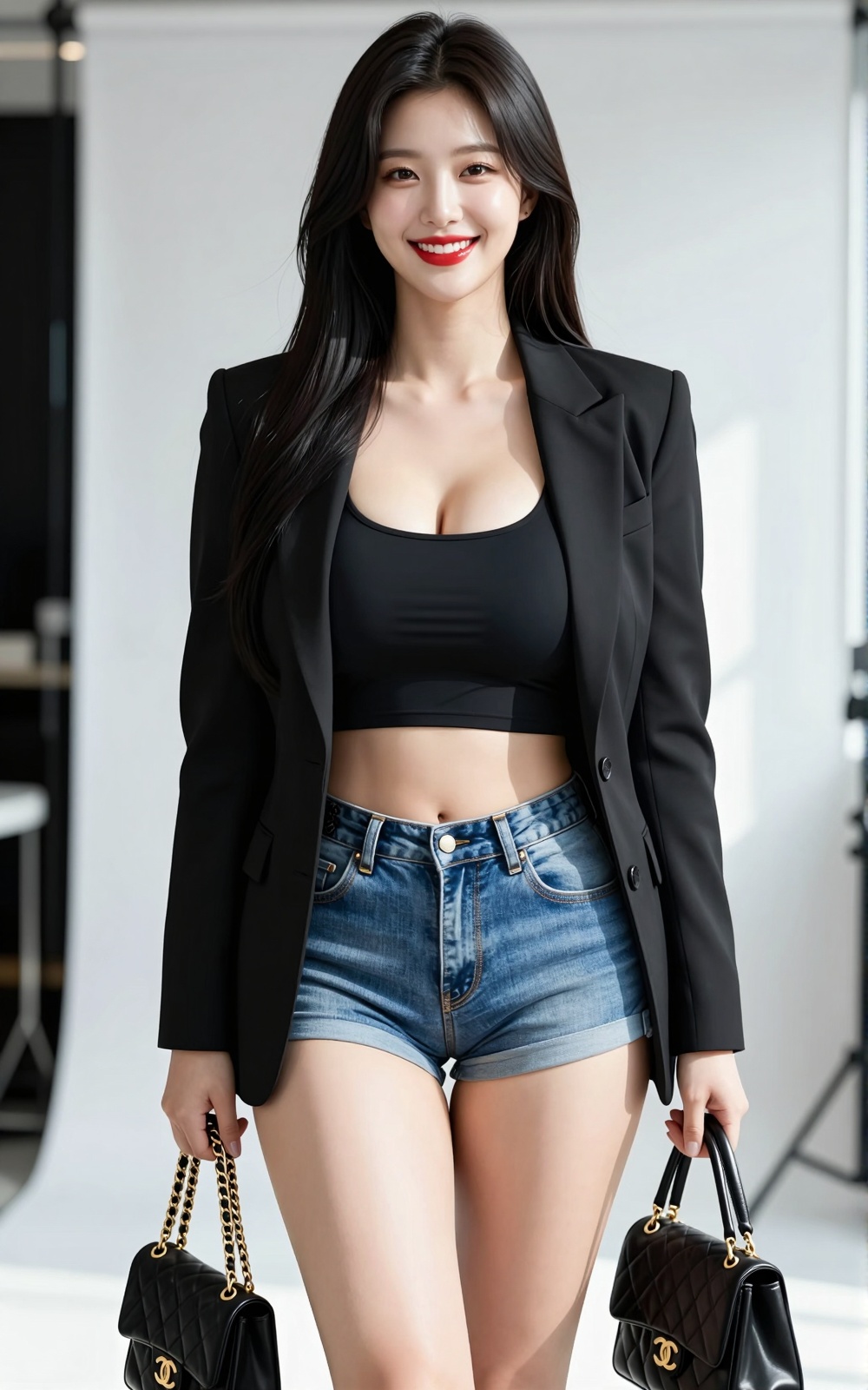 Image of a Korean woman Actual Photo: 2.0,  "A beautiful Korean woman boasting an hourglass figure,  round and voluptuous...