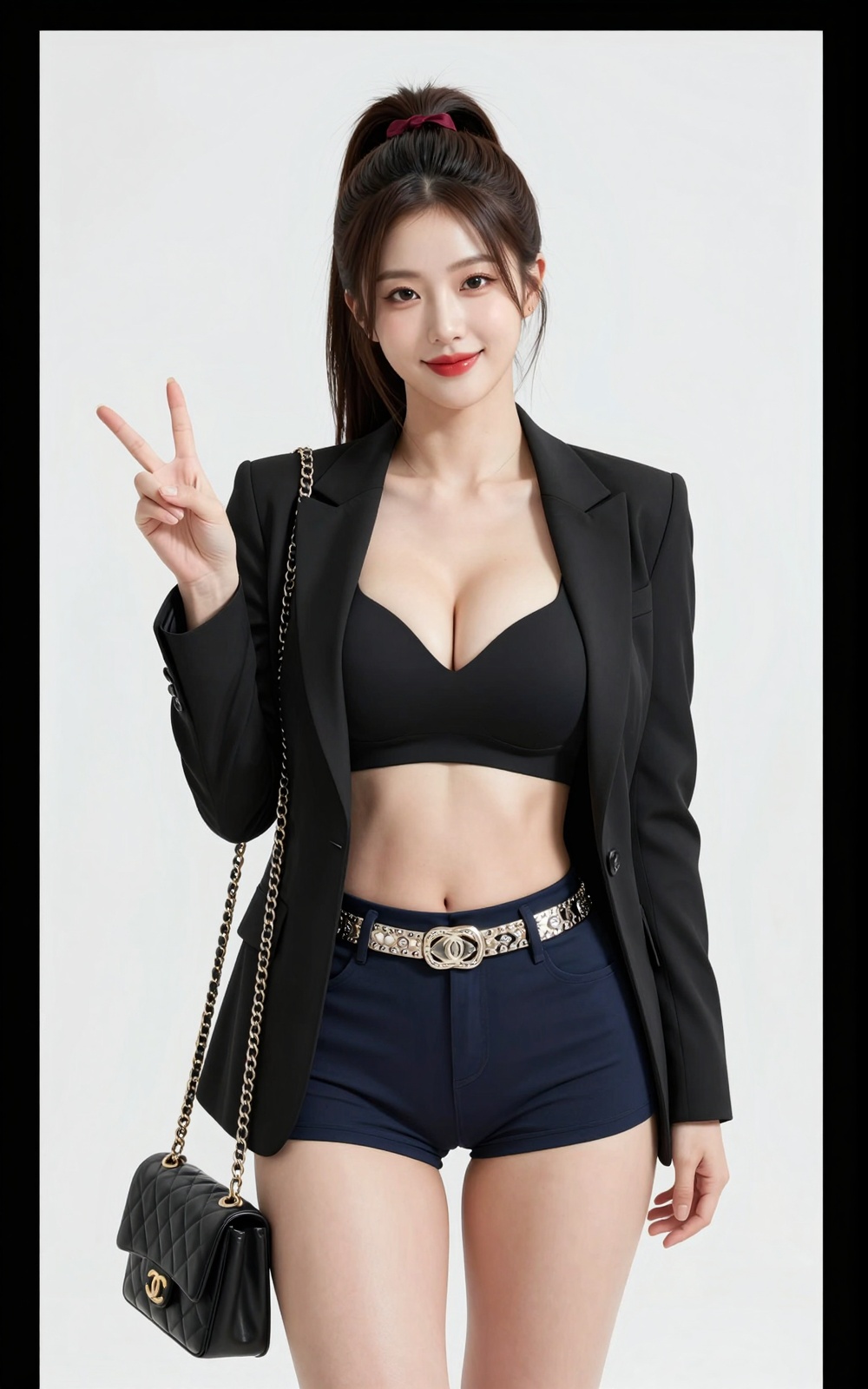 Image of a Korean woman Actual Photo: 2.0,  "A beautiful Korean woman boasting an hourglass figure,  round and voluptuous...