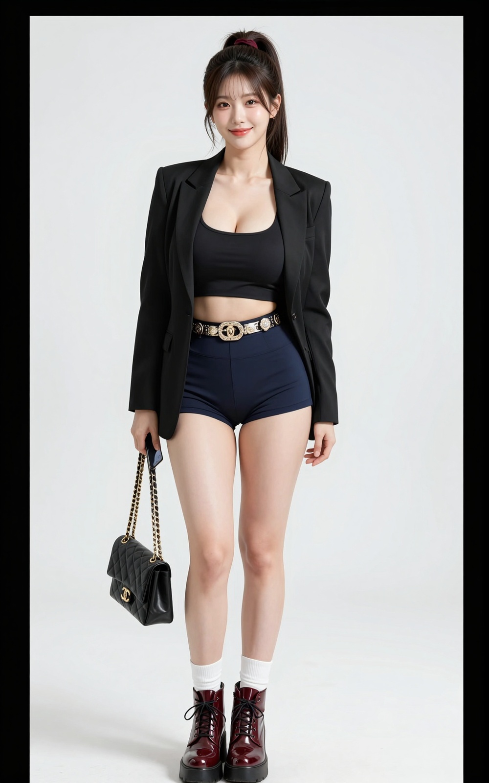 Image of a Korean woman Actual Photo: 2.0,  "A beautiful Korean woman boasting an hourglass figure,  round and voluptuous...