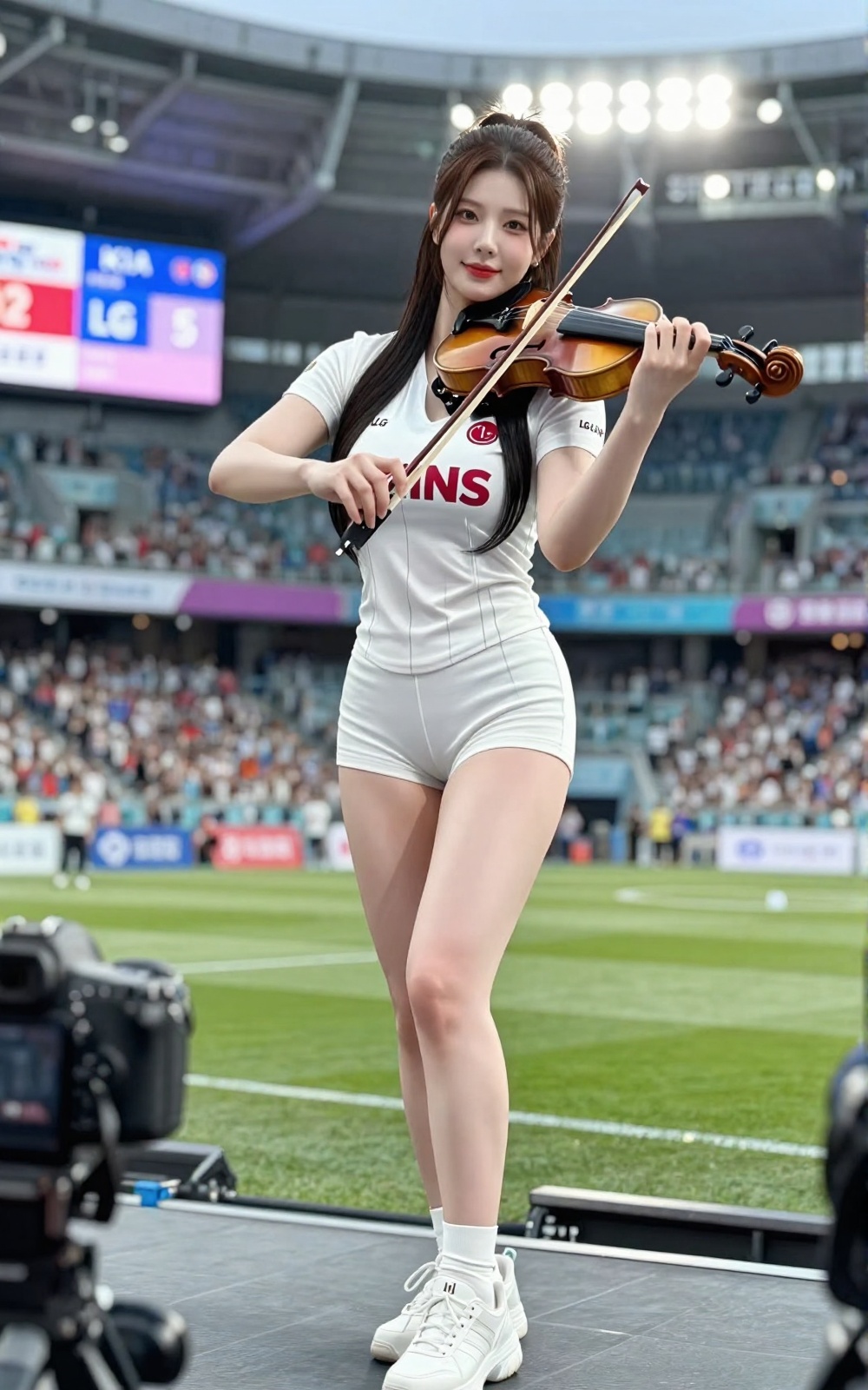 Image of a Korean woman Actual Photo: 2.0,  "A beautiful Korean woman boasting an hourglass figure,  round and voluptuous...