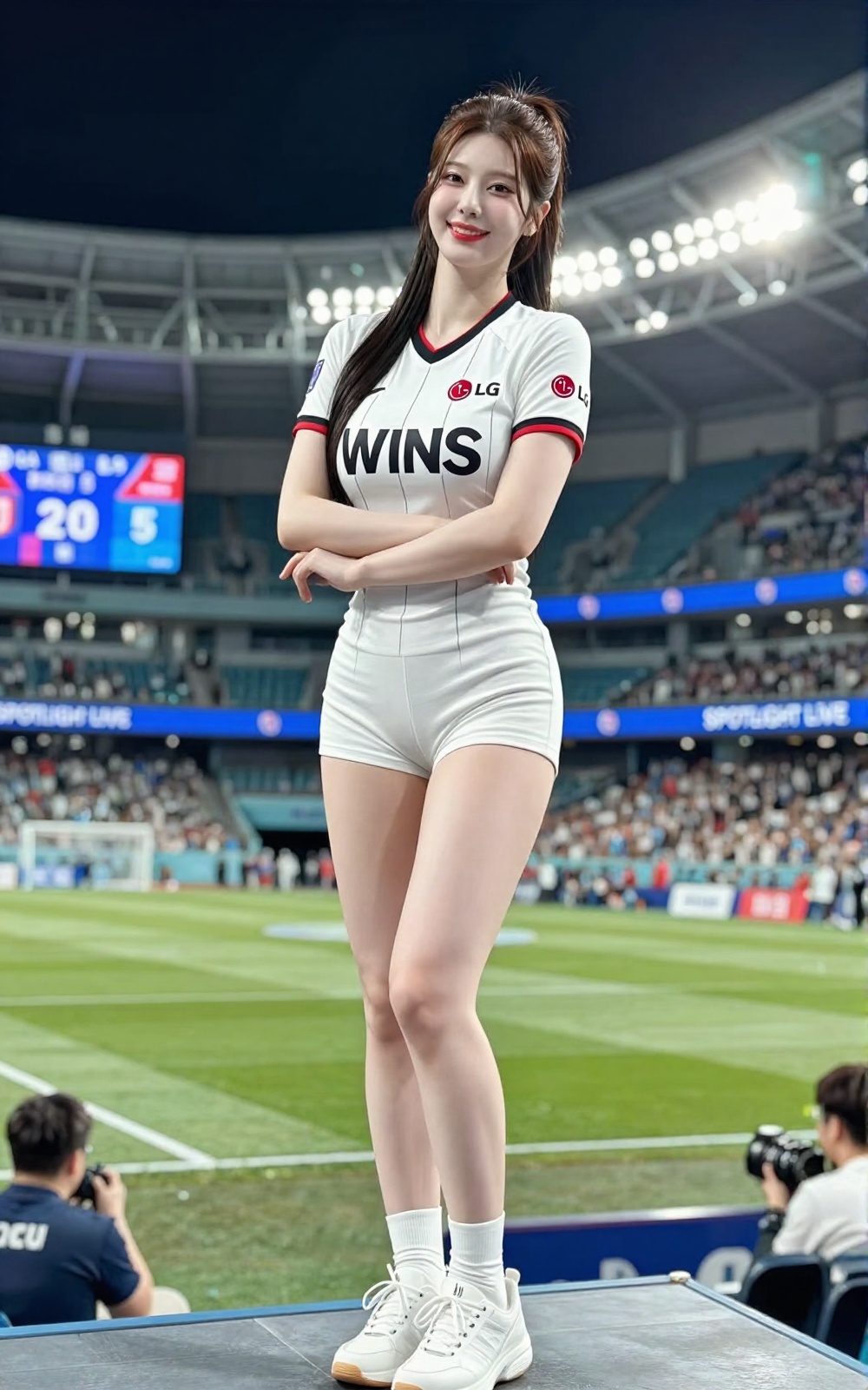 Image of a Korean woman Actual Photo: 2.0,  "A beautiful Korean woman boasting an hourglass figure,  round and voluptuous...